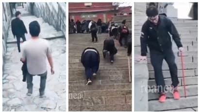 മുട്ടിടിക്കാതെ കയറന് പറ്റില്ല ഈ പടിക്കെട്ടുകള്; വൈറലായി തായ്ഷാന് പര്വ്വതാരോഹണം