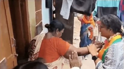பாஜக வேட்பாளர் மாதவி லதாவை தள்ளி விடும் பெண்: வைரல் வீடியோ!