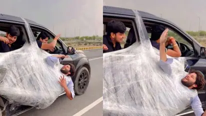 WATCH viral video; Influencer hangs friend from moving car's door for Instagram reel, netzines reacts  