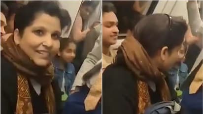 മെട്രോ ട്രെയിനിൽ സീറ്റില്ല, ആരും എണീറ്റും നൽകിയില്ല, സഹയാത്രികന്റെ മടിയിൽ ഇരുന്ന് യുവതി-വീഡിയോ