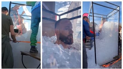 ഐസ് ക്യൂബുകള്‍ക്കിടയില്‍ നാല് മണിക്കൂര്‍; ഗിന്നസ് വേള്‍ഡ് റെക്കോർഡ് നേടി 53 -കാരന്‍ 