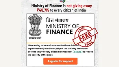 Fact check: WhatsApp message offering Rs 46,715 aid in Ministry of Finance's name proven fake