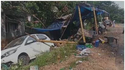 റോഡരികിലെ ബജിക്കടയിലേക്ക് കാർ ഇടിച്ചു കയറി അപകടം; പരിക്കേറ്റ സ്ത്രീ ആശുപത്രിയിൽ