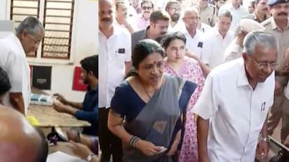 വീട്ടിൽ നിന്ന് കാൽനടയായി ബൂത്തിലേക്ക്, നീണ്ട ക്യൂവിൽ അൽപനേരം, സകുടുംബം എത്തി വോട്ട് രേഖപ്പെടുത്തി മുഖ്യമന്ത്രി