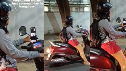 ವರ್ಕ್ ಫ್ರಂ ಟ್ರಾಫಿಕ್; ಬೆಂಗಳೂರು ಮಹಿಳಾ ಉದ್ಯೋಗಿಯ ಪಾಡು ನೋಡಿ ಅಯ್ಯೋ ಎಂದ ನೆಟ್ಟಿಗರು