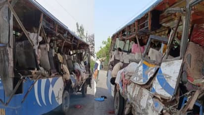 അമിത വേഗതയിലെത്തിയ ട്രെക്ക് ബസുമായി കൂട്ടിയിടിച്ചു, യുപിയിൽ 6 പേർക്ക് ദാരുണാന്ത്യം, 20 പേർക്ക് പരിക്ക്