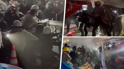 UCLA camp chaos: California police clash with anti-Israel protesters, dismantle protest camps (WATCH)