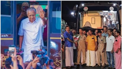 നവകേരള ബസിന്റെ കന്നിയാത്ര: ആദ്യ സ്റ്റോപ്പില് സ്വീകരണം