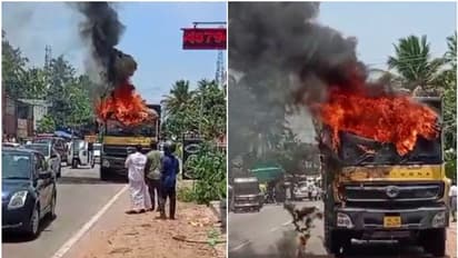 ഓടിക്കൊണ്ടിരുന്ന ടിപ്പർ ലോറിക്ക് തീ പിടിച്ചു; വൻ ദുരന്തം ഒഴിവായത് തലനാരിഴയ്ക്ക്