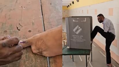 ഷോക്കേറ്റ് ഇരുകൈകളും നഷ്ടമായി, അവശേഷിക്കുന്ന ഒറ്റ കാല്വിരല് കൊണ്ട് വോട്ട് ചെയ്ത് സമ്മതിദായന്