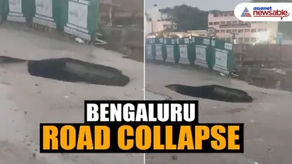 Bengaluru rain causes road collapse near Pottery town metro station, raises construction concerns (WATCH)