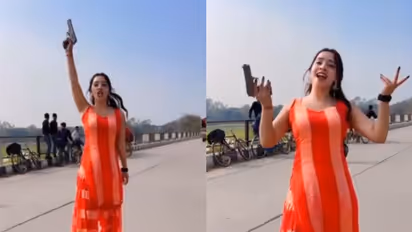 Viral Video: Influencer Dances with Gun on Lucknow Highway for Instagram Reel [watch]