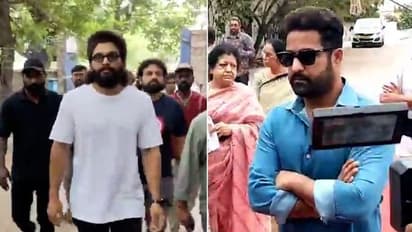 Lok Sabha Elections 2024: Allu Arjun, Jr NTR, Chiranjeevi cast early morning votes - WATCH