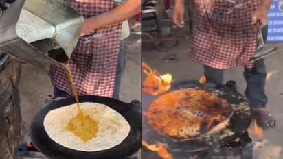 WATCH Viral video of man making paratha with diesel; Internet says "true recipe for cancer"