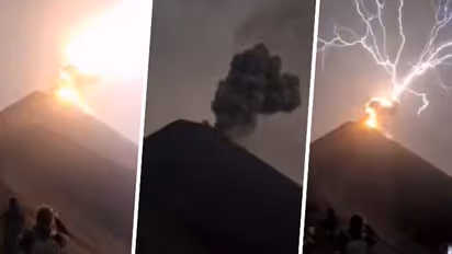 UNBELIEVABLE! Lighting dramatically illuminates world's most volatile volcanoes in Guatemala (WATCH)