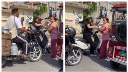 രഹസ്യമായി കാമുകനെ കാണാൻ പോകുന്നതിനിടെ, നടുറോട്ടിൽ യുവതിയുടെ വഴി തടഞ്ഞ് കാമുകന്‍റെ അമ്മ; വീഡിയോ വൈറല്‍ 