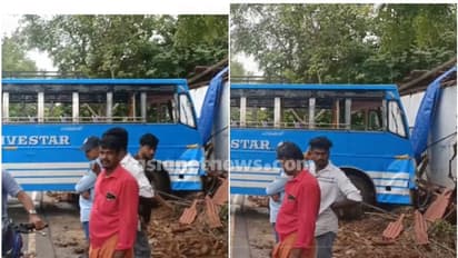 സ്വകാര്യ ബസ് നിയന്ത്രണം വിട്ടു, റോഡിന് സമീപത്തെ വീട്ടിലേക്ക്  ഇടിച്ചു കയറി; അപകടത്തിൽ ഡ്രൈവർക്ക് പരുക്ക് 