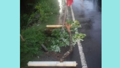 കനത്ത മഴയിൽ റോഡരികിൽ വലിയ കുഴി രൂപപ്പെട്ടു,  മണിക്കൂറുകൾക്കുള്ളിൽ കുഴിമൂടി അധികൃതർ