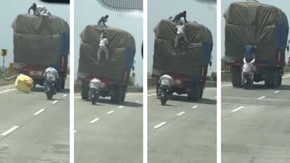 ಕಿರಾತಕ ಸಿನಿಮಾ ಸ್ಟೈಲ್ನಲ್ಲಿಯೇ ಚಲಿಸುತ್ತಿರುವ ಟ್ರಕ್ನಿಂದ ಕಳ್ಳತನ