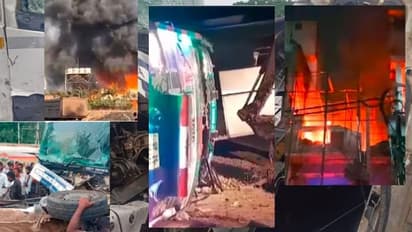 ಕರಾಳ ವೀಕೆಂಡ್: ಸಾಲು ಸಾಲು ಅನಾಹುತ, ಅಪಘಾತ : ಬಸ್‌ಗೆ ಟ್ರಕ್ ಡಿಕ್ಕಿ : 11 ಯಾತ್ರಾರ್ಥಿಗಳ ಸಾವು