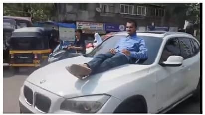 തിരക്കേറിയ നഗരത്തിൽ അച്ഛന്റെ ബിഎംഡബ്ല്യു ഓടിച്ച് 17കാരൻ, ബോണറ്റിൽ സുഹൃത്ത് കൈയോടെ പൊക്കി പൊലീസ്