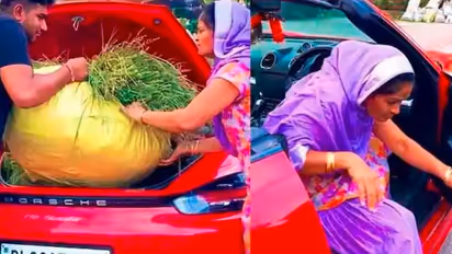 1.5 కోట్ల లగ్జరీ కారులో ఎండుగడ్డిని తీసుకెళ్లిన రైతు: వీడియో వైరల్