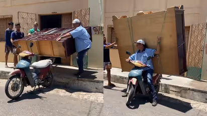 Viral Video: Brazilian Man Balances Massive Almirah on Scooter, Amuses Internet [WATCH]
