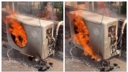 ഉഷ്ണതരംഗം; പഞ്ചാബില്‍ വീടിന് മുകളില്‍ വച്ചിരുന്ന എസി മെഷ്യന്‍ കത്തുന്ന വീഡിയോ വൈറൽ