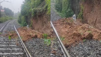 തൃശ്ശൂരിൽ റെയിൽവേ ട്രാക്കിലേക്ക് മണ്ണിടിഞ്ഞു വീണു; 4 ട്രെയിനുകൾ പിടിച്ചിട്ടു, ട്രാക്കിൽ വെള്ളക്കെട്ട്