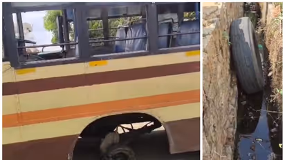 மெதுவாக சென்ற பேருந்தில் இருந்து வேகமாக கழன்று ஓடிய சக்கரம்; பழனியில் திடீரென அலறிய பயணிகள்