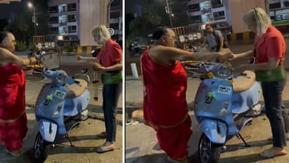 ಸ್ಕೂಟರ್ ಖರೀದಿಸಿ ದೇವಸ್ಥಾನದಲ್ಲಿ ಪೂಜೆ ಮಾಡಿಸಿದ ವಿದೇಶಿ ಯುವತಿ, ವೈರಲ್ ವಿಡಿಯೋ!