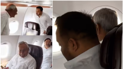 വിമാനത്തിൽ ചർച്ച, ട്വിസ്റ്റുണ്ടാകുമോ? ദില്ലി യാത്രയിൽ ആദ്യം അകലെ, പിന്നെ അടുത്തടുത്തിരുന്ന് നിതീഷും തേജസ്വിയും