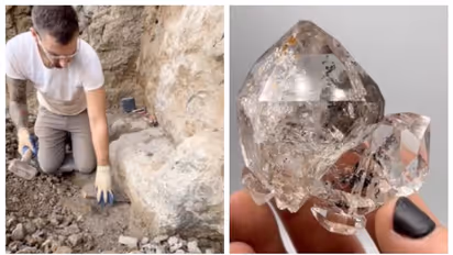 പാറക്കല്ലുകള്‍ക്കിടയില്‍ നിന്നും വജ്രം കണ്ടെടുക്കുന്ന വീഡിയോ വൈറല്‍ 