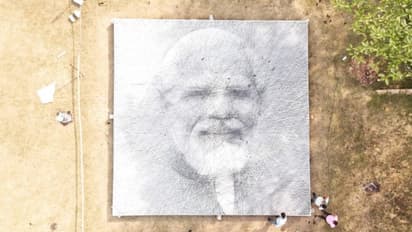 Lucknow students enter record books with 30-foot-tall string portrait of PM Narenrda Modi