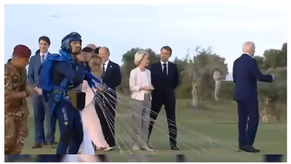 ജി7 ഉച്ചകോടിക്കിടെ അബദ്ധം പിണഞ്ഞ് ജോ ബൈഡൻ, കൈപിടിച്ച് മെലോനി-വീഡിയോ