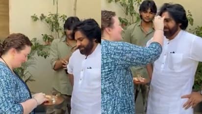 Pawan Kalyan's Russian wife applying tika, performing aarti takes internet by storm; WATCH viral video