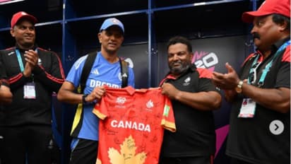 വന്‍മതിലിനുള്ളിലെ നല്ല ഹൃദയം; കാനഡ താരങ്ങളെ പ്രോത്സാഹിപ്പിച്ച് ദ്രാവിഡിന്‍റെ തീപ്പൊരി പ്രസംഗം, കയ്യടിക്കണം