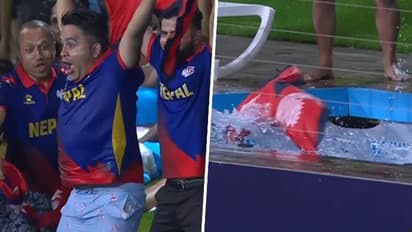 T20 WC 2024: Nepal fan jumping into pool to celebrate wicket during Bangladesh clash wins hearts (WATCH)