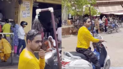 WATCH: Jodhpur Man Adds Small Shower to Scooter to Stay Cool During Heat
