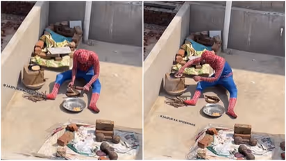 [WATCH] "Spider-Man: No Food At Home": Spiderman making rotis on Jaipur rooftop leaves internet in splits 