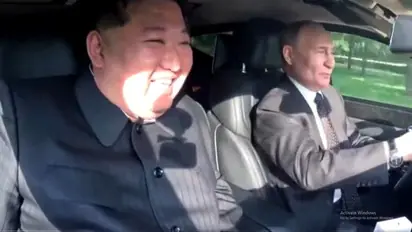 Vladimir Putin, Kim Jong Un take turns to drive each other in Russian-made limousine (WATCH)
