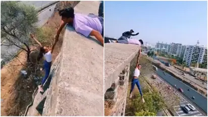 Watch: Viral Video of Pune Teen Hanging from Building Edge for Instagram Reel Sparks Outrage Among Netizens