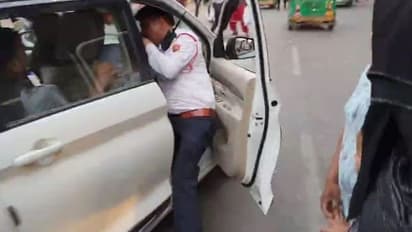 டிராபிக் போலீசை காருடன் தரதரவென்று இழுத்துச் சென்ற போதை ஆசாமி! வைரல் வீடியோ!