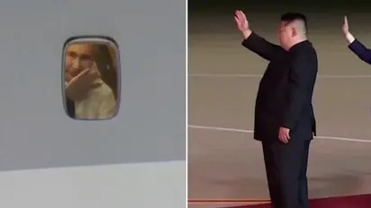 WATCH: Vladimir Putin waves goodbye to Kim Jong-un through window of private jet as he departs North Korea