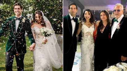 Siddharth Mallya marries girlfriend Jasmine, father Vijay Mallya poses happily with the couple