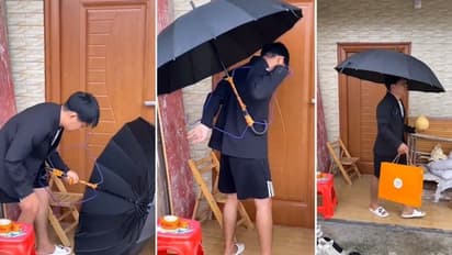 Viral video: Anand Mahindra shares unique umbrella hack during monsoons; netizens can't keep calm (WATCH)