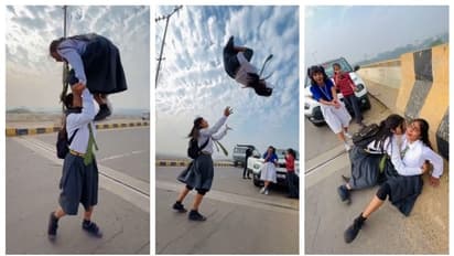 അതിസാഹസിക റീൽസ് ഷൂട്ടിനായി രണ്ട് പെൺകുട്ടികൾ, ബ്ലാക്ഫ്ലിപ്പിൽ നടുവും തല്ലി താഴേക്ക്; വീഡിയോ വൈറൽ 