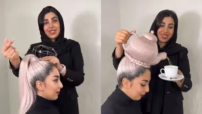 Iranian hairstylist's Instagram video of 'Teapot' hairstyle gains viral attention for its creativity [WATCH]