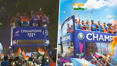 Team India celebrates T20 WC 2024 triumph with jubilant open bus victory parade in Mumbai; WATCH fan frenzy