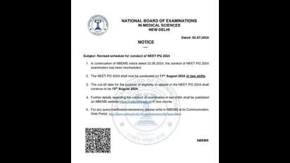 ವಿವಾದದ ಬೆನ್ನಲ್ಲೇ NEET PG Exam ಹೊಸ ದಿನಾಂಕ ಘೋಷಣೆ, ಆಗಸ್ಟ್ ನಲ್ಲಿ ನಡೆಯಲಿದೆ ಪಿಜಿ ಪರೀಕ್ಷೆ 